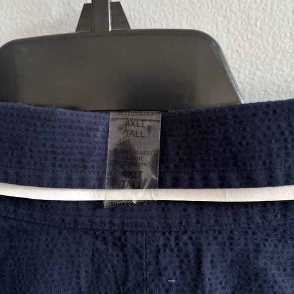 NWT Ralph Lauren Men 4XLT Tall SeerSucker Shirt Navy Blue Short Sleeve Button Up - Picture 9 of 10